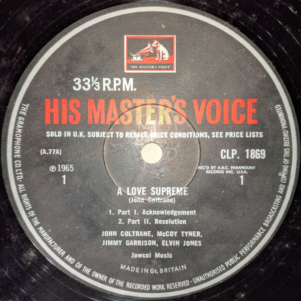 John Coltrane : A Love Supreme (LP, Album, Mono)
