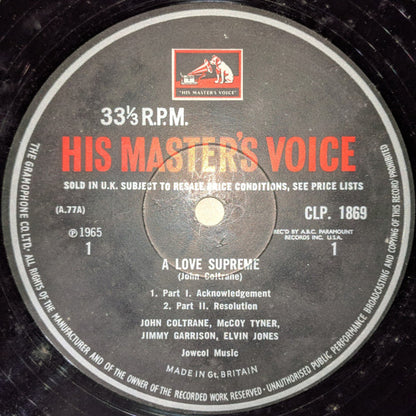 John Coltrane : A Love Supreme (LP, Album, Mono)