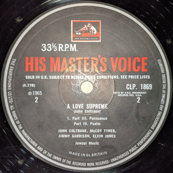 John Coltrane : A Love Supreme (LP, Album, Mono)