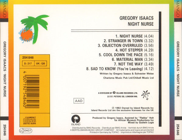Gregory Isaacs : Night Nurse (CD, Album, RE)