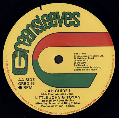 Tristan Palmer, Jah Thomas, Toyan & Little John : Entertainment / Jah Guide I (12")