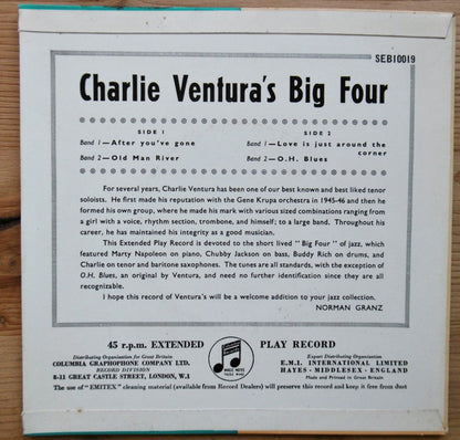 Charlie Ventura : Charlie Ventura's Big Four (7", EP, Mono, Fou)