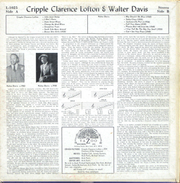 Cripple Clarence Lofton & Walter Davis : Cripple Clarence Lofton & Walter Davis (LP, Comp, Mono)