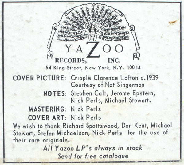 Cripple Clarence Lofton & Walter Davis : Cripple Clarence Lofton & Walter Davis (LP, Comp, Mono)
