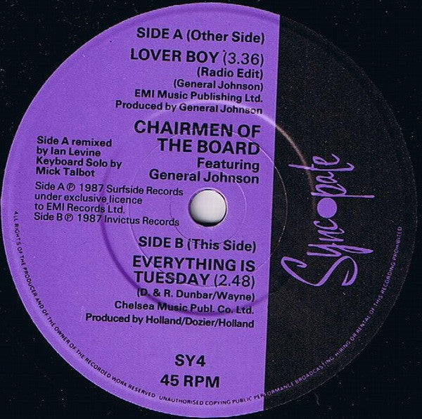 Chairmen Of The Board Featuring General Johnson : Loverboy (7")