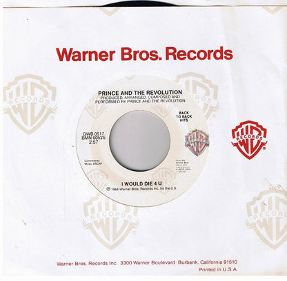 Prince And The Revolution : I Would Die 4 U / Take Me With U (7", Single)
