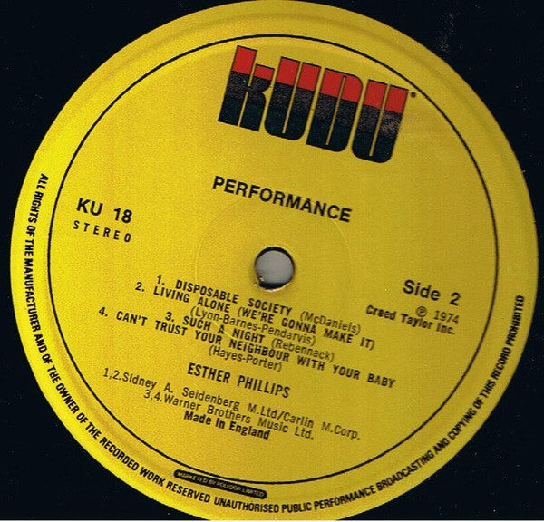 Esther Phillips : Performance (LP, Album)