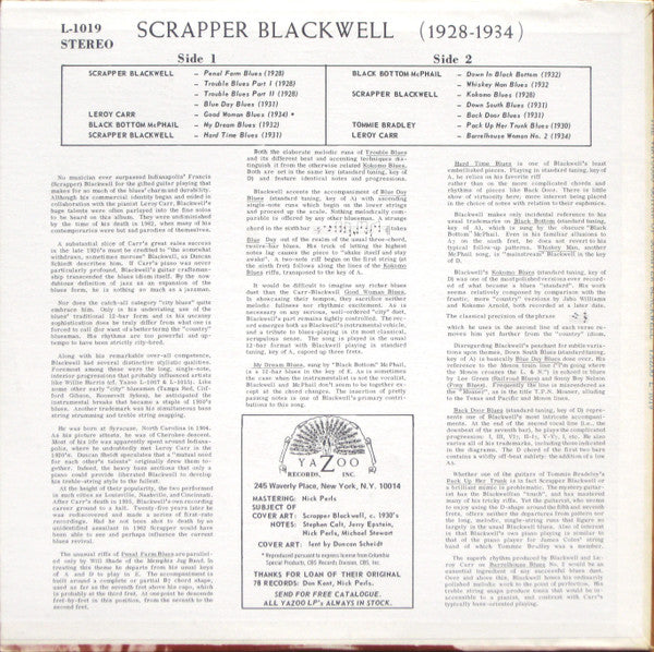 Scrapper Blackwell : The Virtuoso Guitar Of Scrapper Blackwell (LP, Comp, RP)