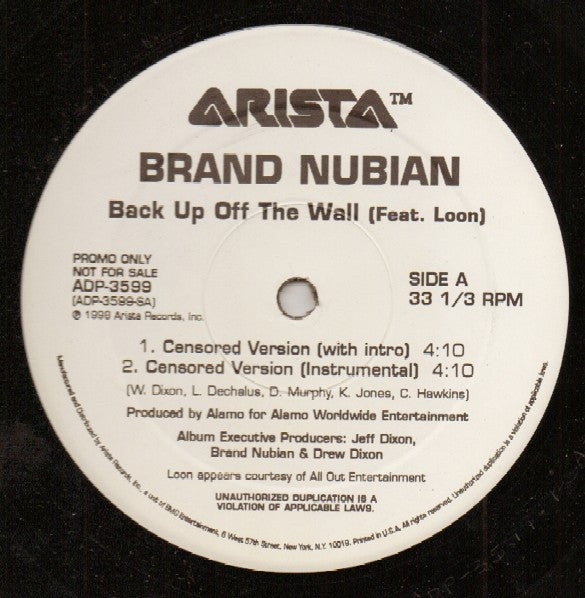 Brand Nubian Feat. Loon : Back Up Off The Wall (12", Promo)
