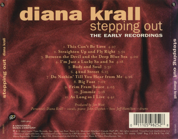 Diana Krall : Stepping Out (The Early Recordings) (CD, Album, RE)