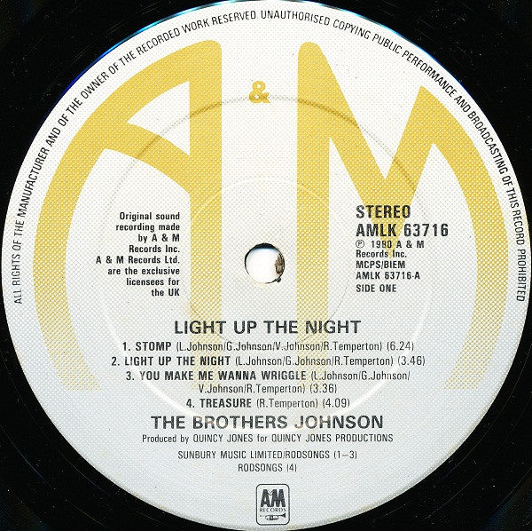 The Brothers Johnson* : Light Up The Night (LP, Album, Gat)