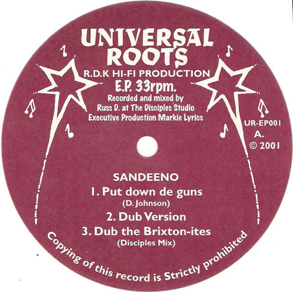Sandeeno / Knaty P : Put Down De Guns / Arrival (12", EP)