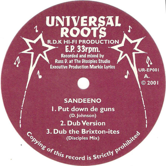 Sandeeno / Knaty P : Put Down De Guns / Arrival (12", EP)