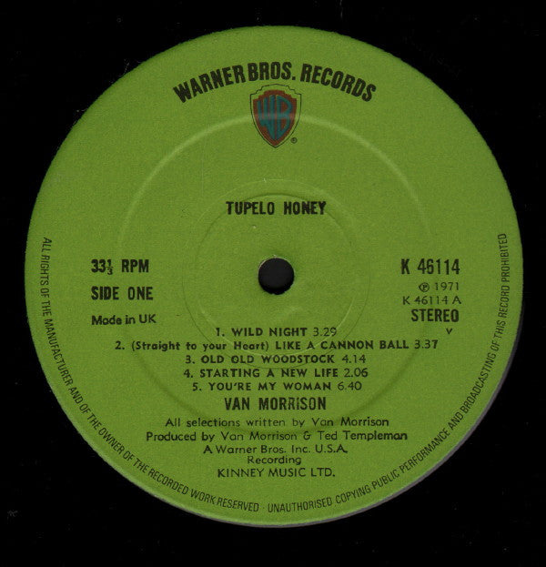 Van Morrison : Tupelo Honey (LP, Album, Gat)