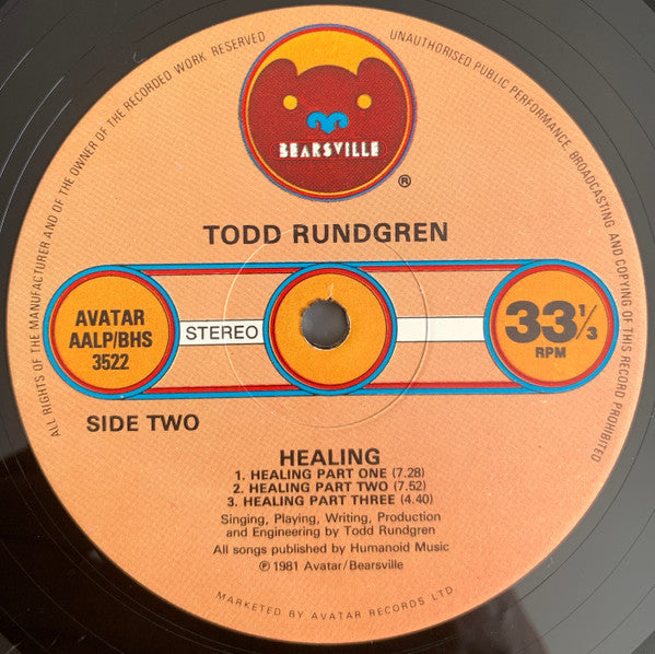 Todd Rundgren : Healing (LP, Album)