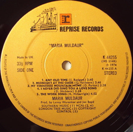Maria Muldaur : Maria Muldaur (LP, Album, Gat)