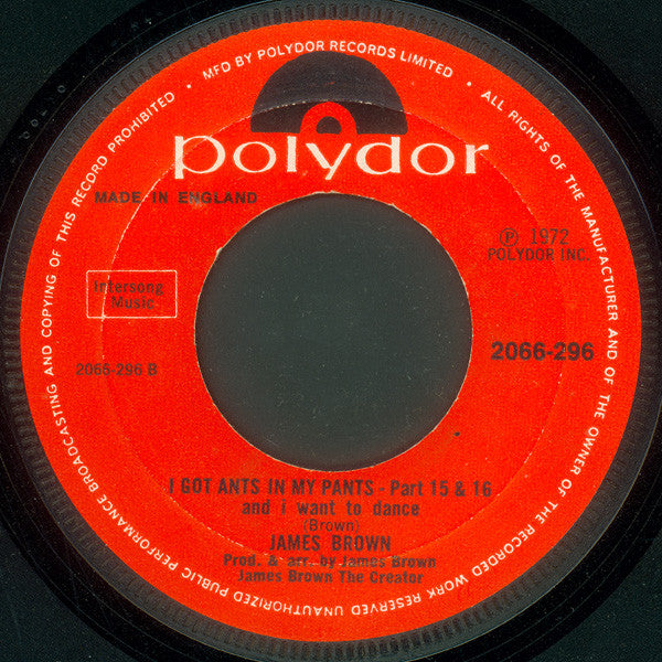 James Brown : I Got Ants In My Pants And I Want To Dance - Part 1 (7", Single, Pap)