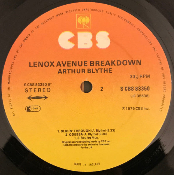 Arthur Blythe : Lenox Avenue Breakdown (LP, Album)