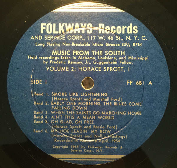 Horace Sprott : Music From The South, Vol. 2: Horace Sprott, 1 (LP)