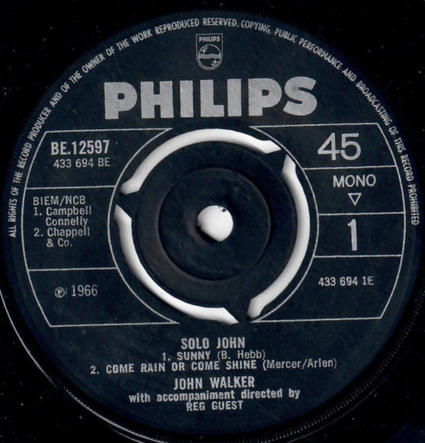 John Walker (3) / Scott Walker : Solo John / Solo Scott (7", EP, Mono)