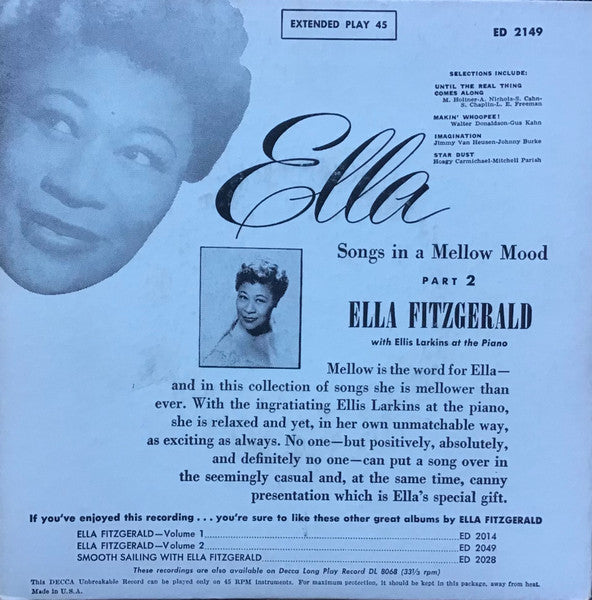 Ella Fitzgerald : Ella - Songs In A Mellow Mood Part 2 (7", EP)