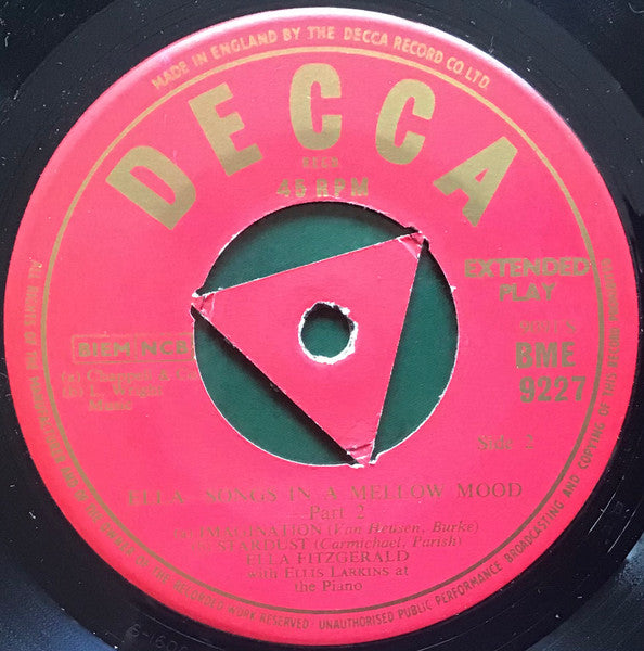 Ella Fitzgerald : Ella - Songs In A Mellow Mood Part 2 (7", EP)