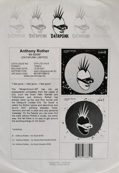 Anthony Rother : So Good (12", Promo)