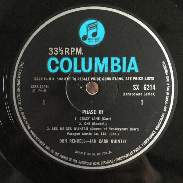 The Don Rendell / Ian Carr Quintet : Phase III (LP, Album, Mono)