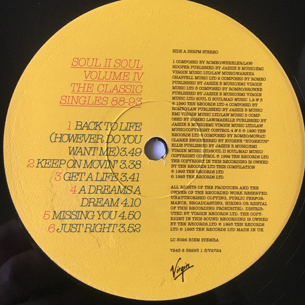 Soul II Soul : Volume IV - The Classic Singles 88-93 (2xLP, Comp)