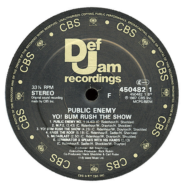 Public Enemy : Yo! Bum Rush The Show (LP, Album)