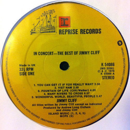 Jimmy Cliff : In Concert - The Best Of Jimmy Cliff (LP, Album)