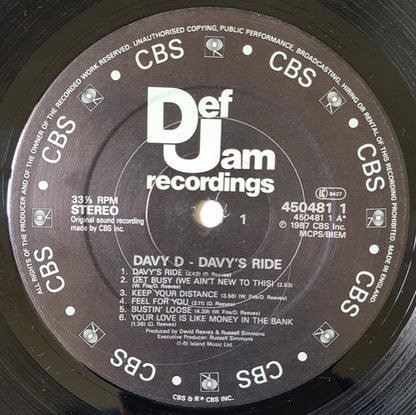 Davy D.* Featuring Hurricane (2) : Davy's Ride (LP, Album)