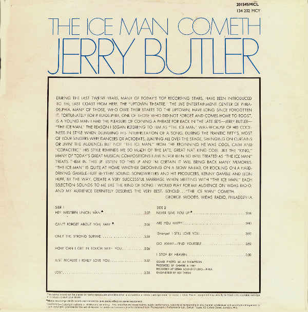 Jerry Butler : The Ice Man Cometh (LP, Album)