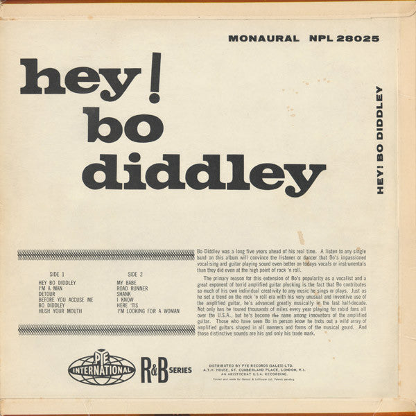 Bo Diddley : Hey! Bo Diddley (LP, Comp, Mono)