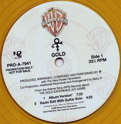 The Artist (Formerly Known As Prince) : Gold (12", Single, Promo, Gol)