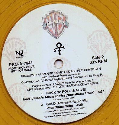 The Artist (Formerly Known As Prince) : Gold (12", Single, Promo, Gol)