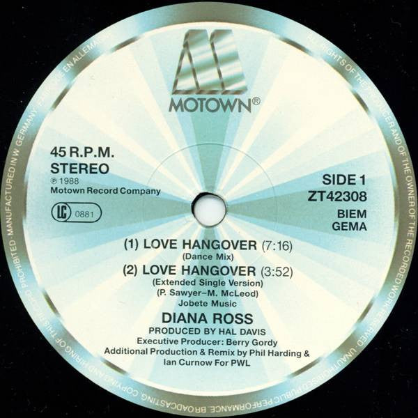 Diana Ross : Love Hangover (PWL 88 Remix) (12", Maxi)