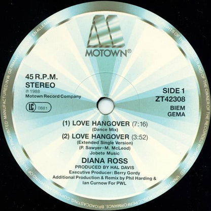 Diana Ross : Love Hangover (PWL 88 Remix) (12", Maxi)