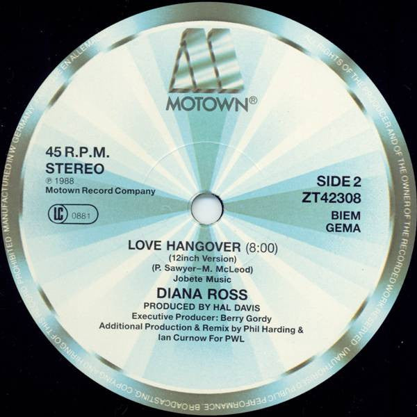Diana Ross : Love Hangover (PWL 88 Remix) (12", Maxi)