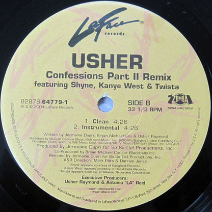 Usher Featuring Shyne, Kanye West & Twista : Confessions Part II (Remix) (12")