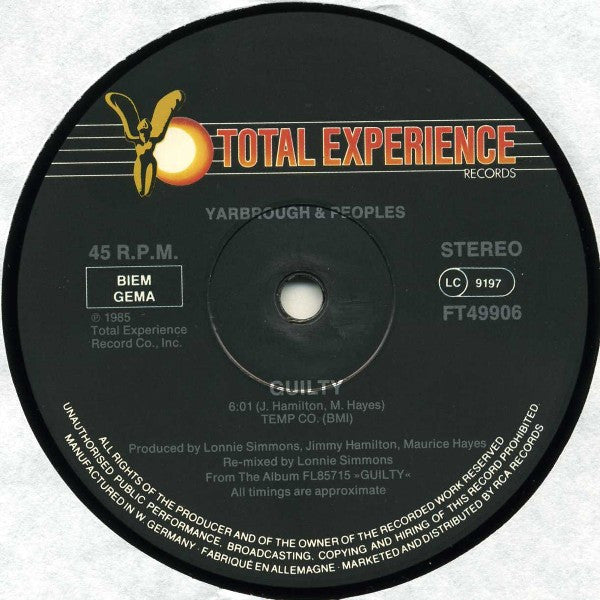 Yarbrough & Peoples : Guilty (12", Maxi)