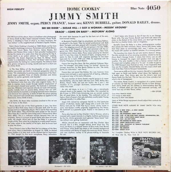 Jimmy Smith With Percy France / Kenny Burrell / Donald Bailey : Home Cookin' (LP, Album, Mono, RP, New)