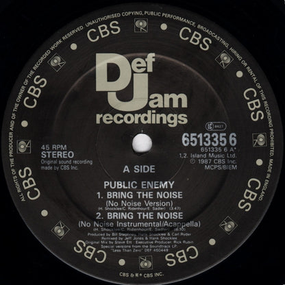 Public Enemy : Bring The Noise (No Noise Version) (12", Single)