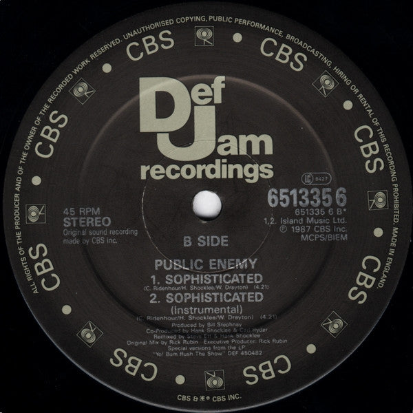 Public Enemy : Bring The Noise (No Noise Version) (12", Single)