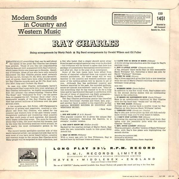 Ray Charles : Modern Sounds In Country And Western Music (LP, Album, RE)