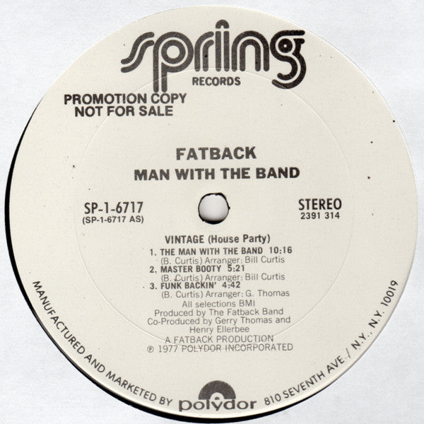 Fatback* : Man With The Band (LP, Album, Promo)