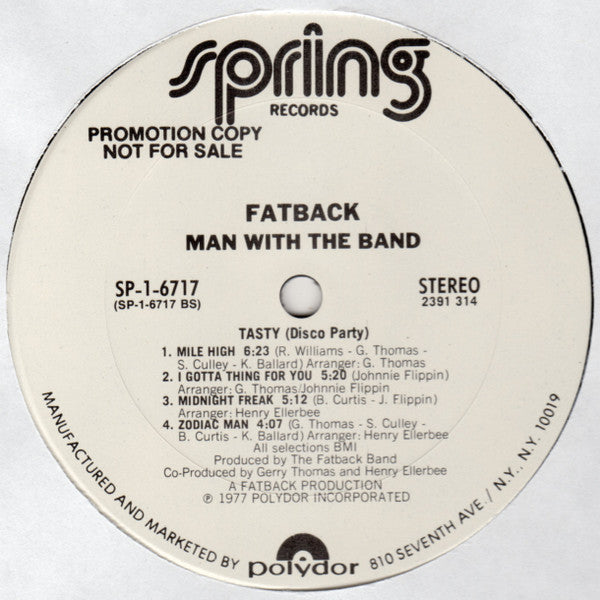 Fatback* : Man With The Band (LP, Album, Promo)