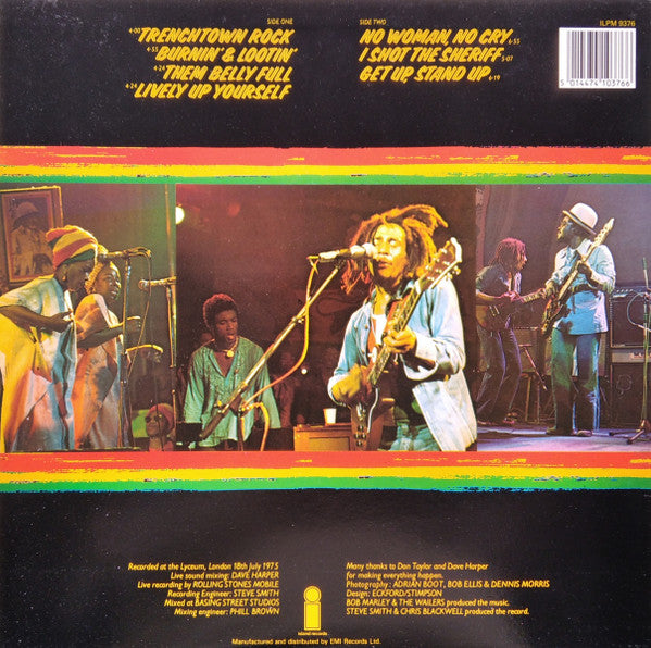 Bob Marley And The Wailers* : Live! (LP, Album, RE)