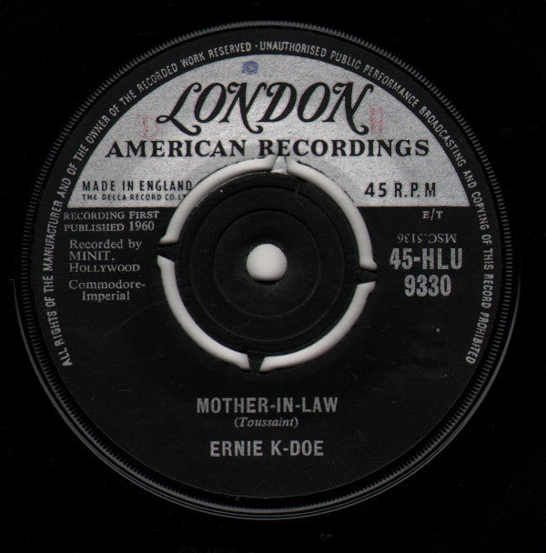Ernie K-Doe : Mother-In-Law / Wanted $10,000.00 Reward (7", Single)