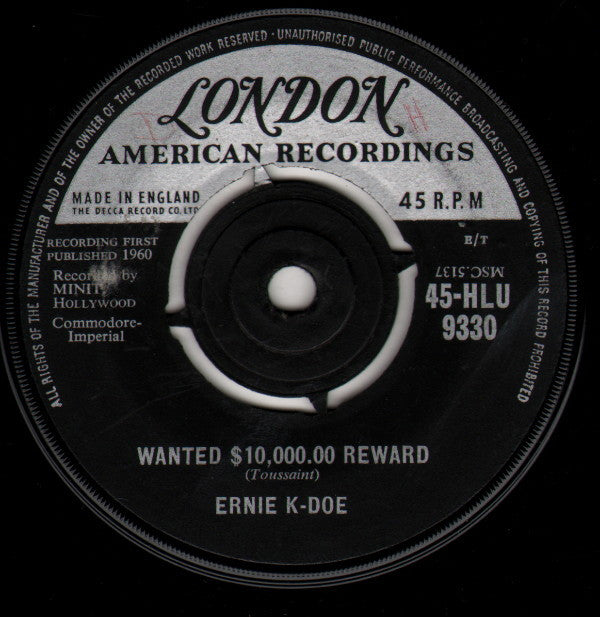 Ernie K-Doe : Mother-In-Law / Wanted $10,000.00 Reward (7", Single)